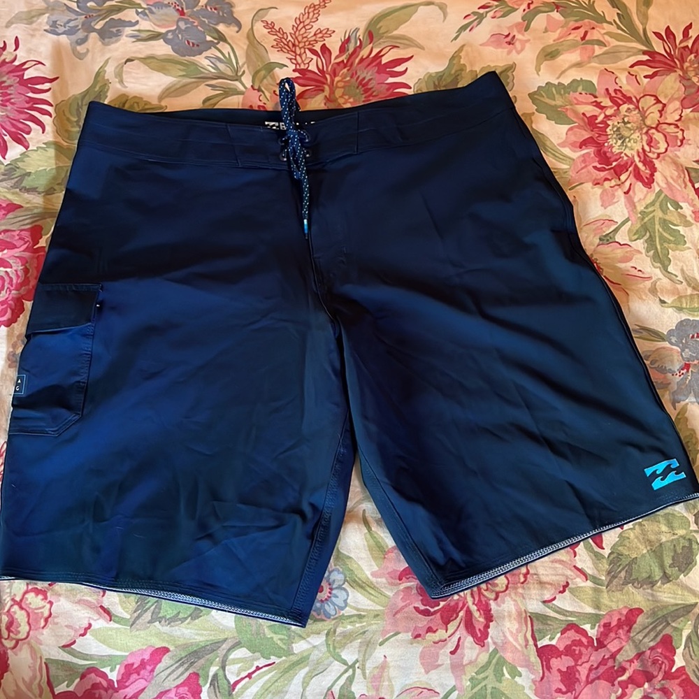 BILLABONG Size 36 Platinum X All Day Board Short Teal Bathing Suit Swim Tie NEW